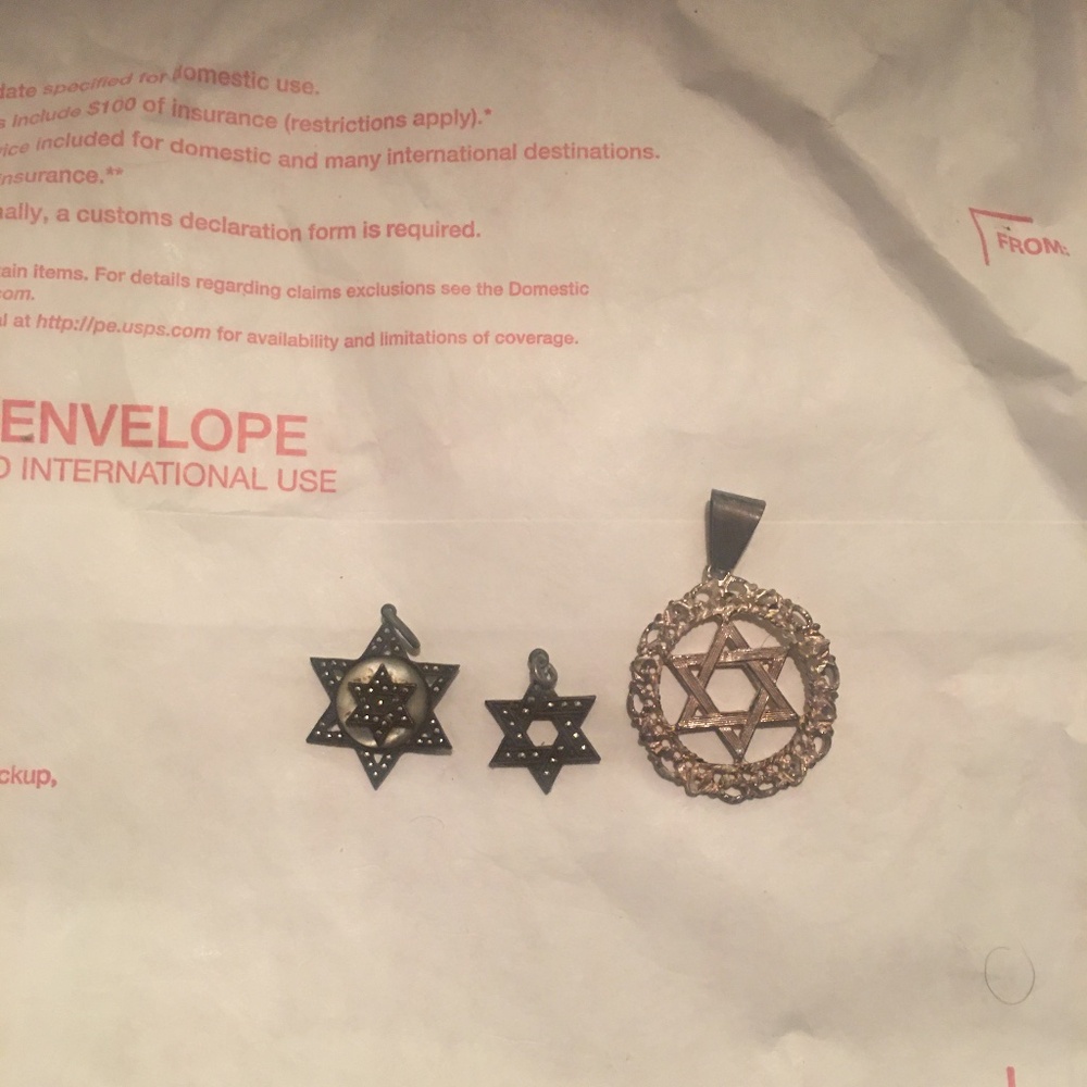 Men’s 3 Vintage 925 Sterling Silver Star of David Diamond pendants